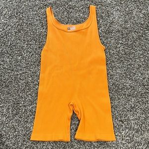 PrettyLittleThing orange ribbed romper